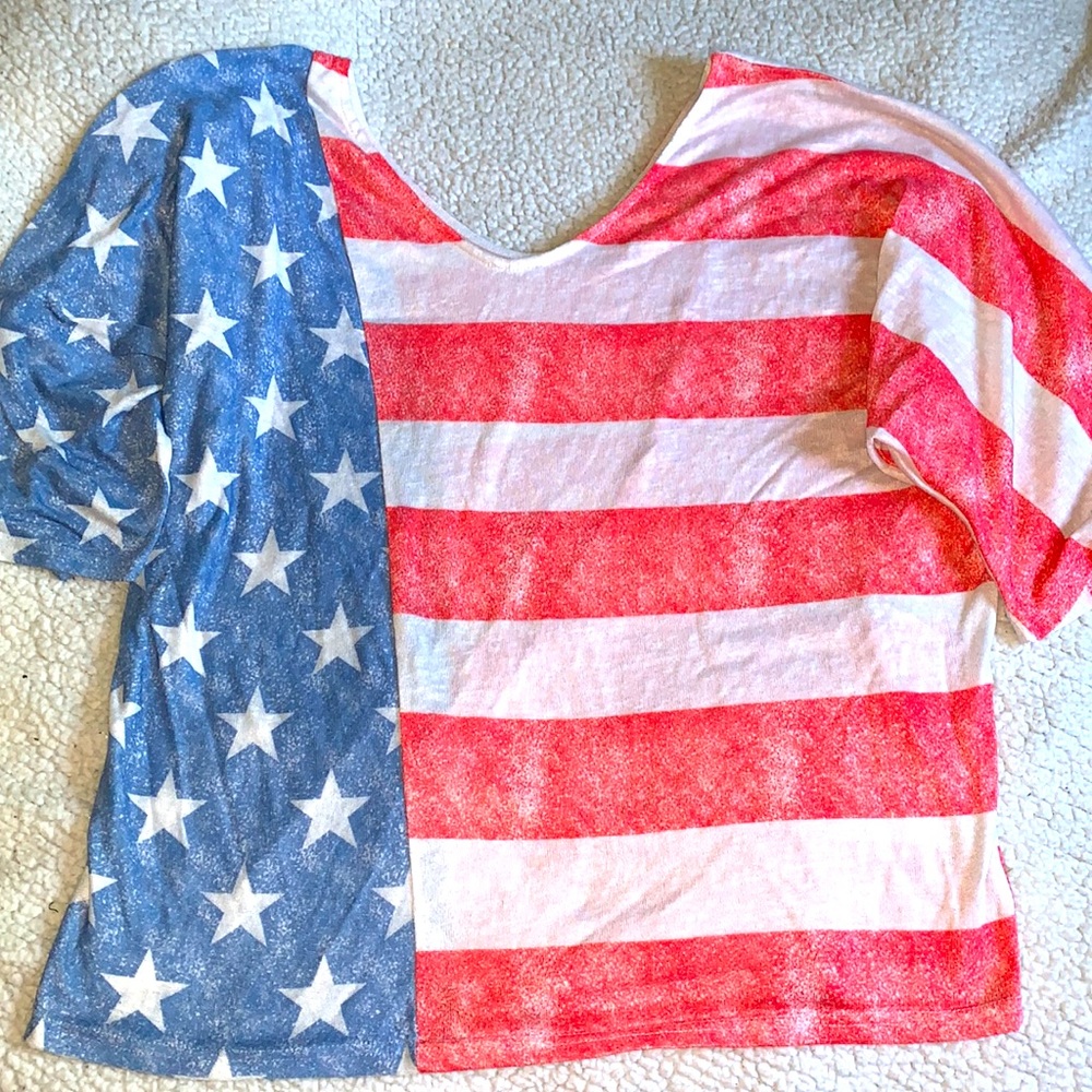 Patriotic flag vneck Stars and‎ Stripes top